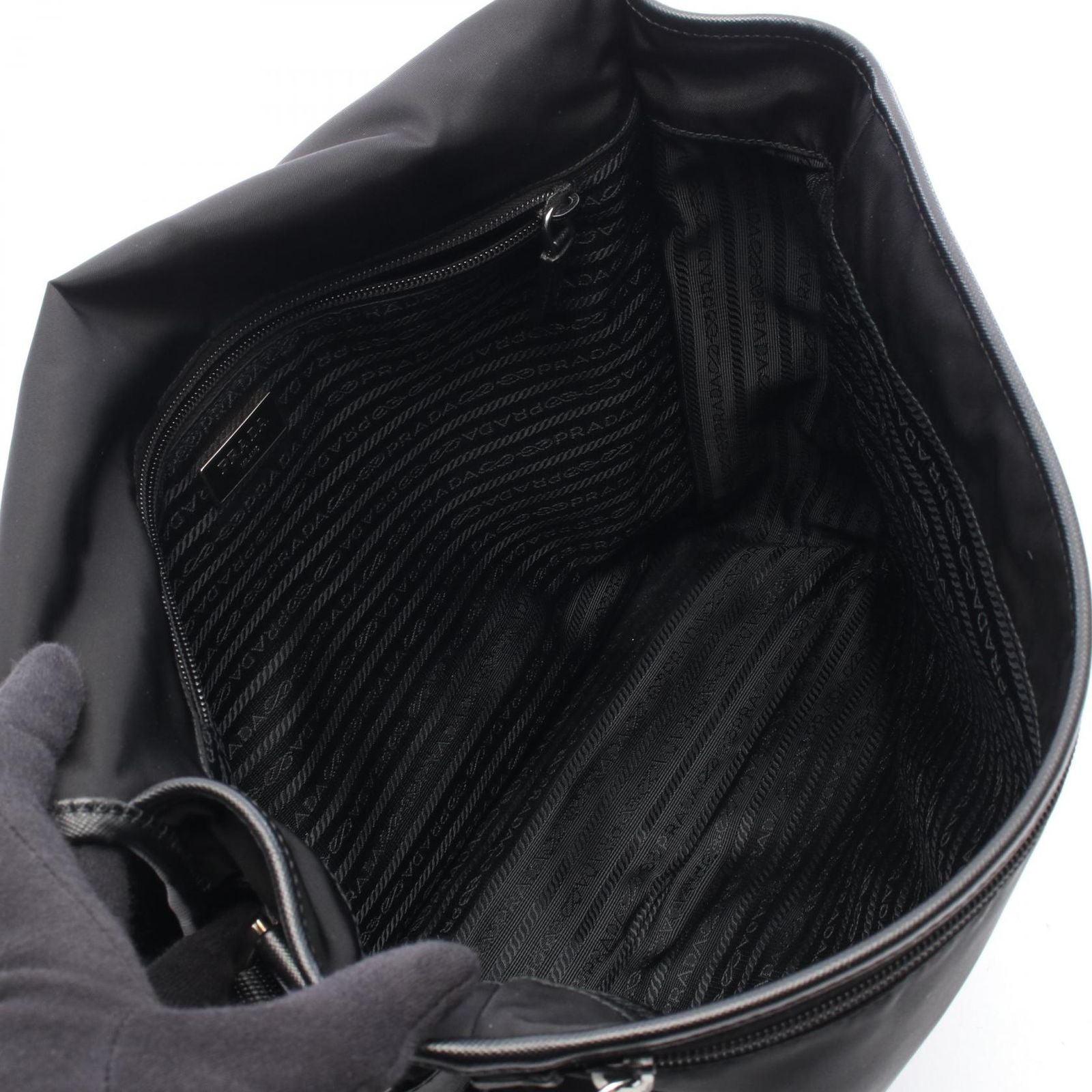 Prada Shoulder Bag Black Nylon Leather — view 3