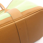 Hermes Tote Garden Party PM Vert Cricket Ocher Leather Canvas — view 7