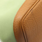 Hermes Tote Garden Party PM Vert Cricket Ocher Leather Canvas — view 6