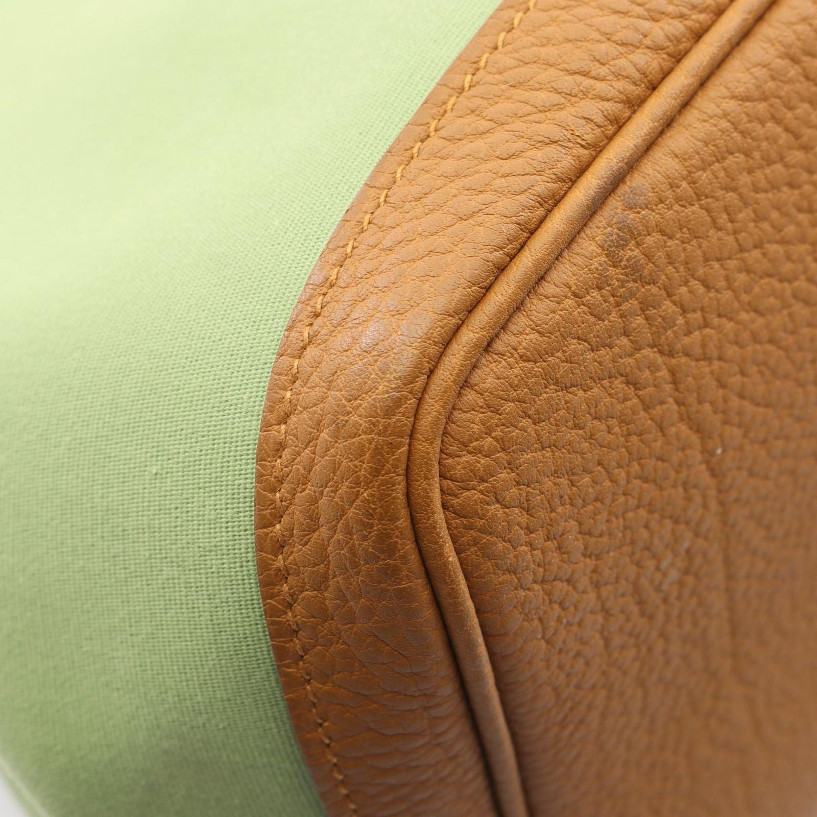 Hermes Tote Garden Party PM Vert Cricket Ocher Leather Canvas — view 6