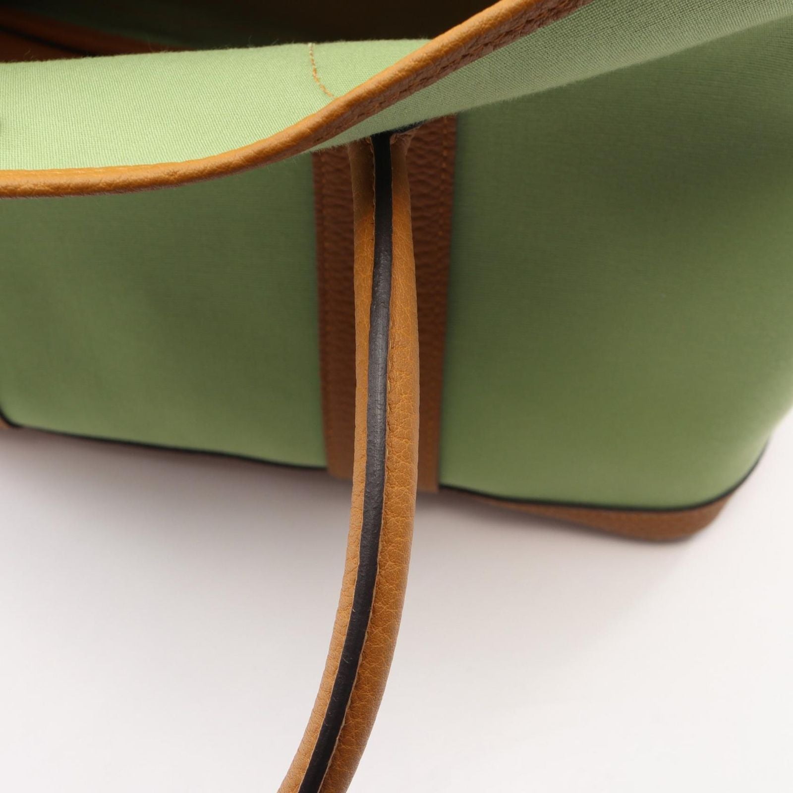 Hermes Tote Garden Party PM Vert Cricket Ocher Leather Canvas — view 9