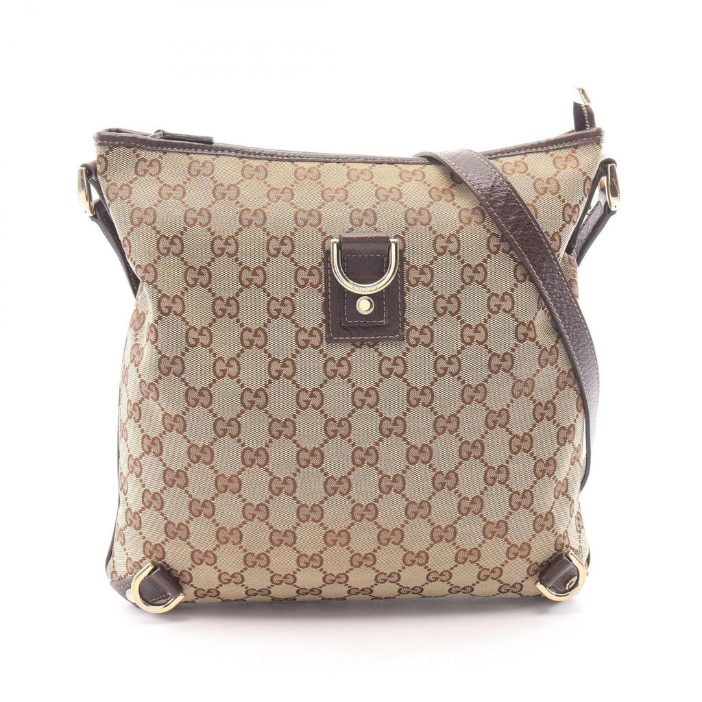 Gucci Shoulder Bag Abbey GG Canvas Beige Dark Brown