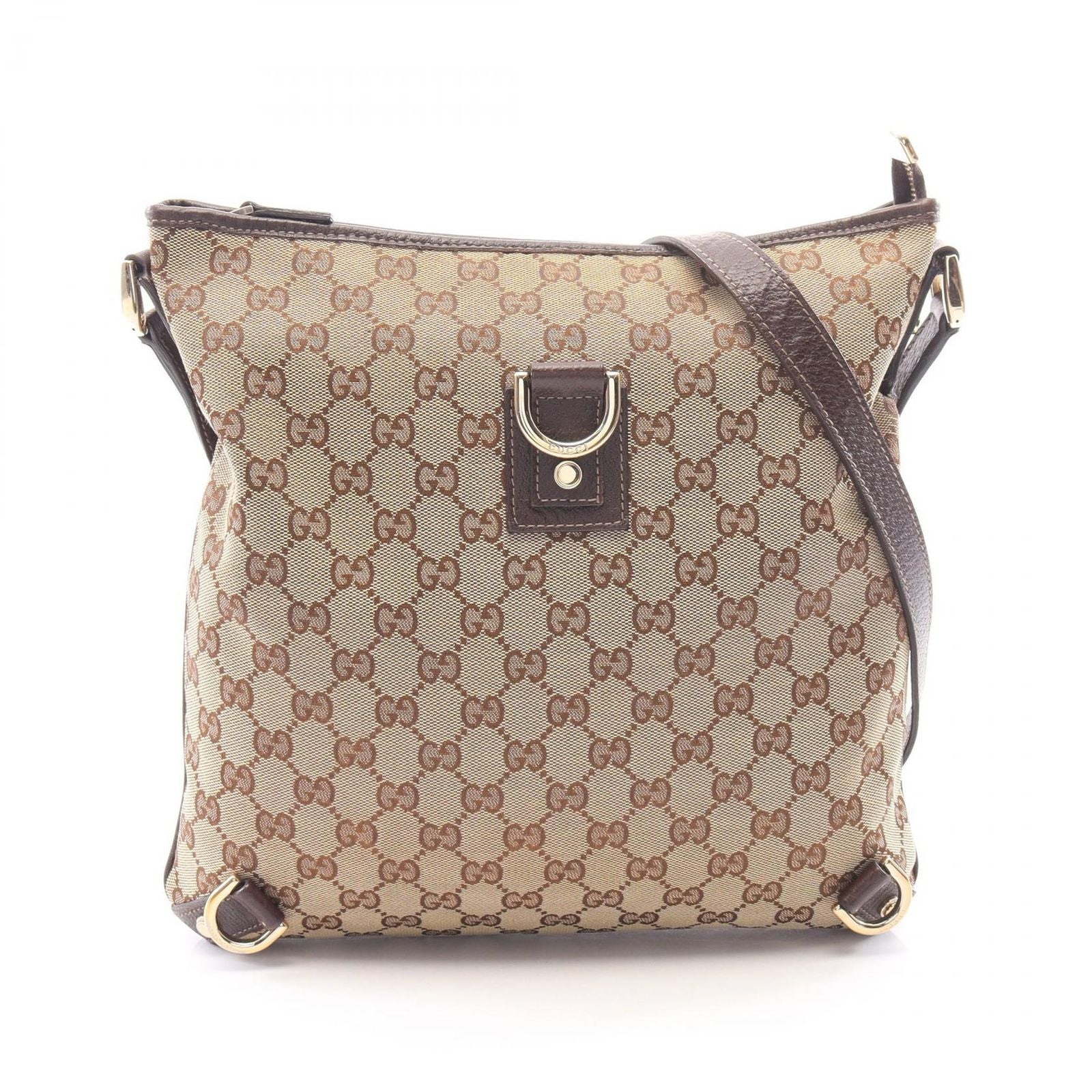 Gucci Shoulder Bag Abbey GG Canvas Beige Dark Brown