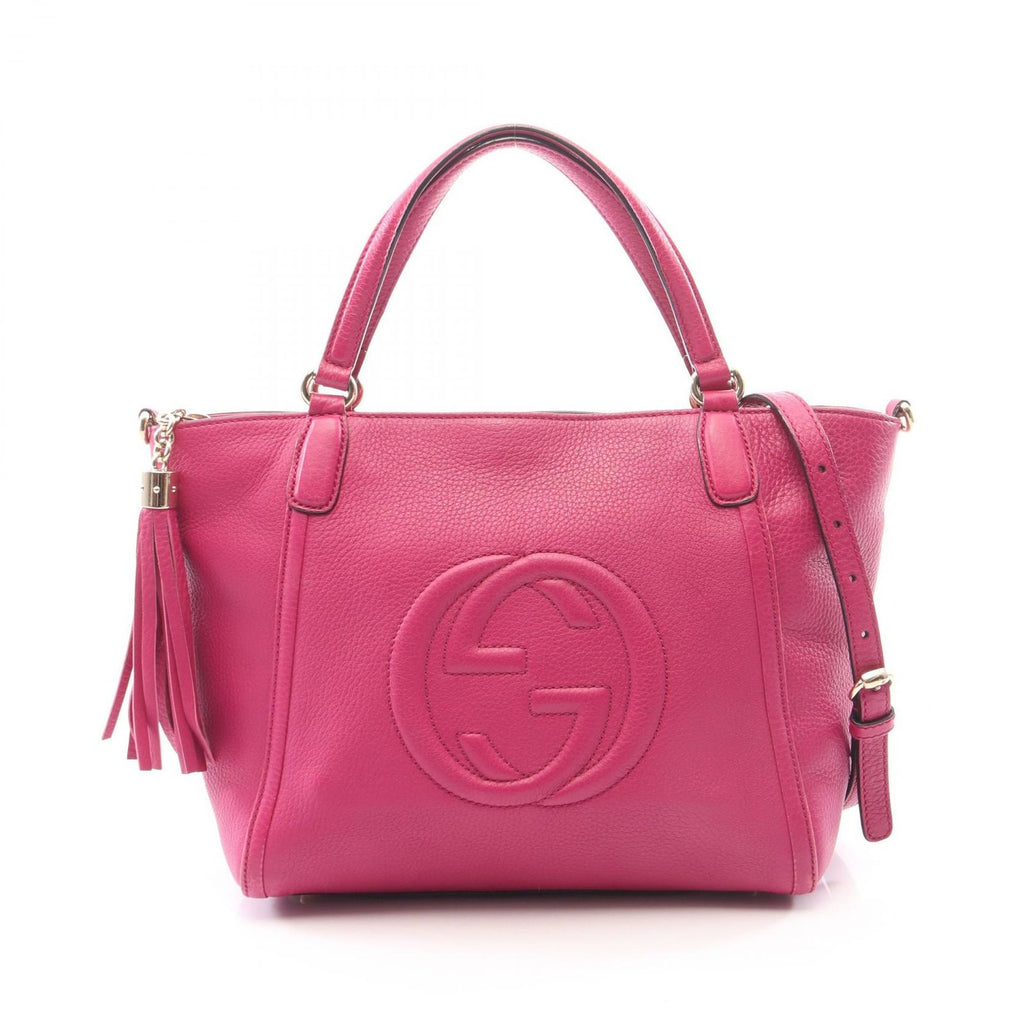 Gucci Handbag Soho Interlocking 2-Way Pink Purple Leather Tote