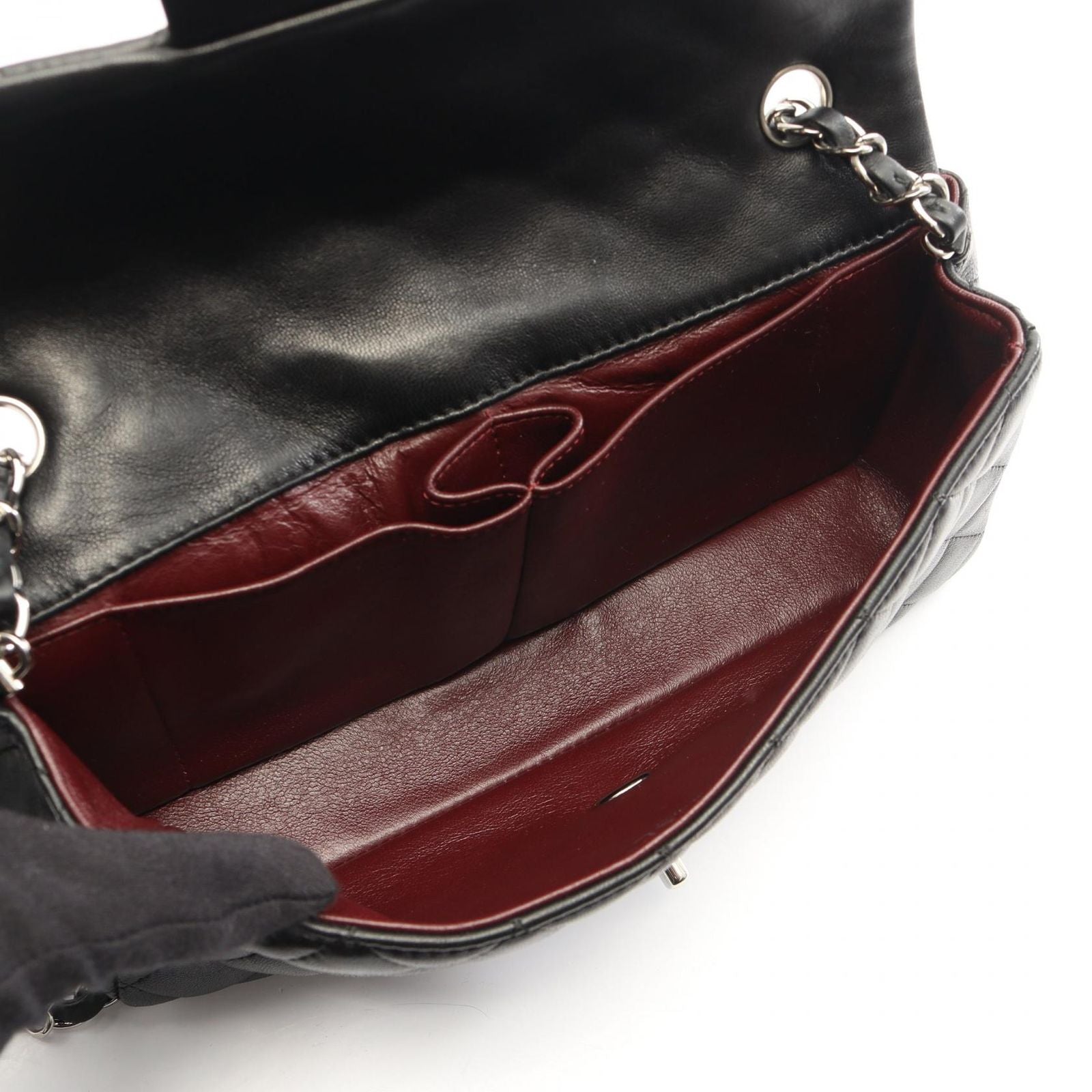 Chanel Shoulder Bag Quilted East Waist Black Lambskin Chain — view 3