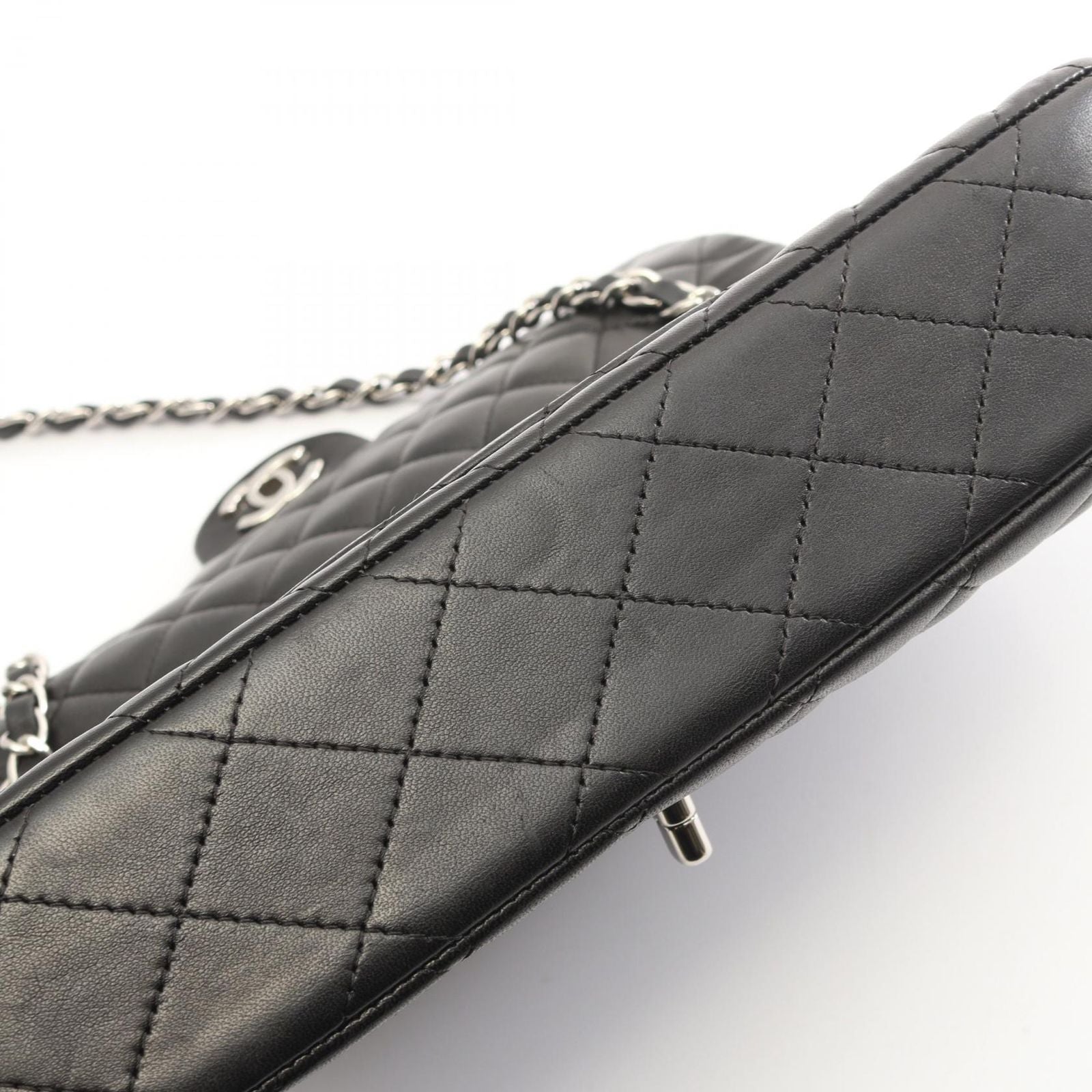 Chanel Shoulder Bag Quilted East Waist Black Lambskin Chain — view 9