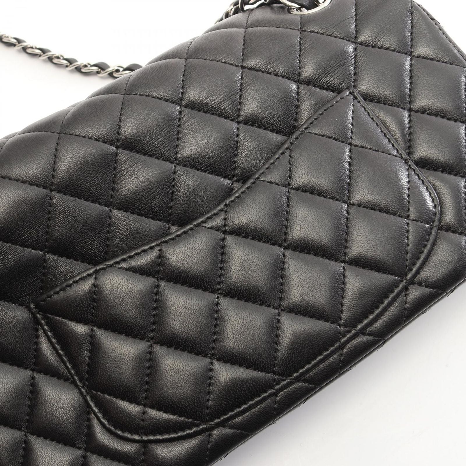 Chanel Shoulder Bag Quilted East Waist Black Lambskin Chain — view 8