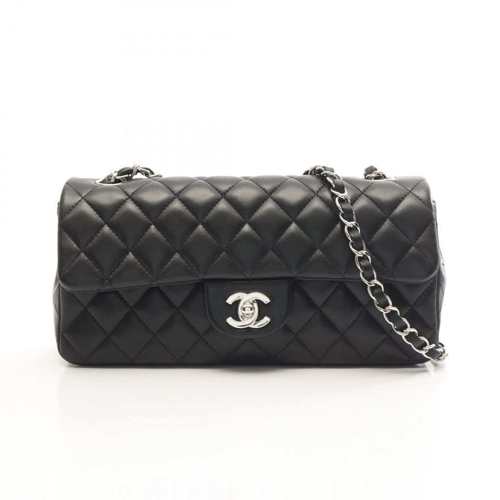 Chanel Shoulder Bag Quilted East Waist Black Lambskin Chain