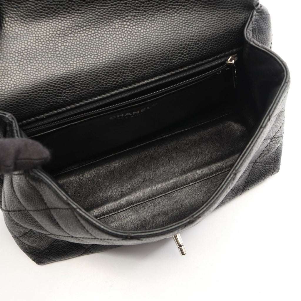 Chanel Handbag Quilted Black Caviar Leather Top Handle — view 3