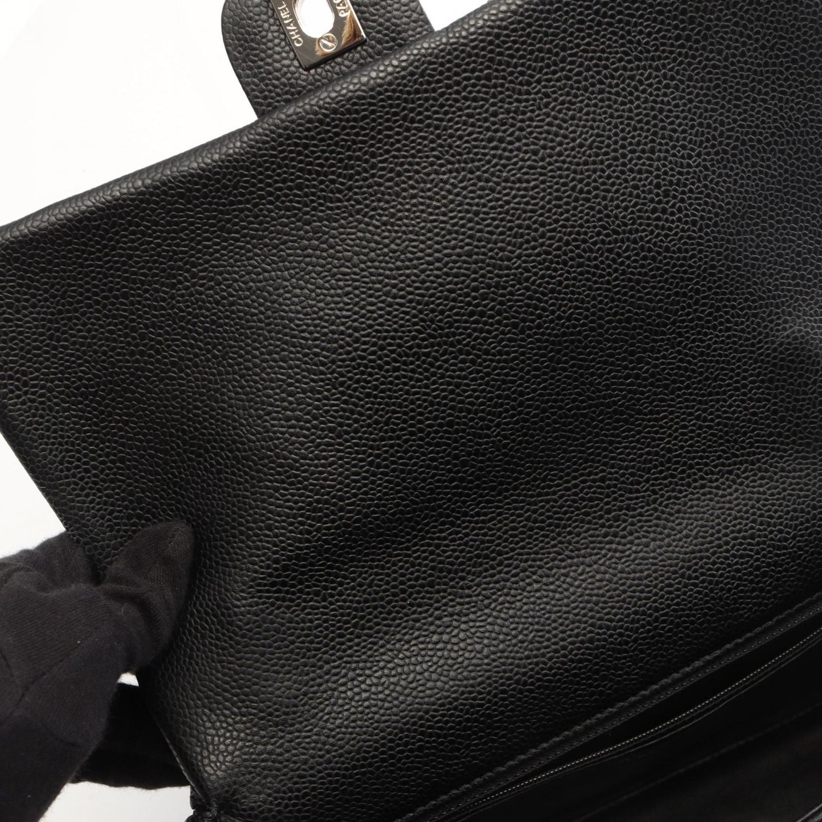Chanel Handbag Quilted Black Caviar Leather Top Handle — view 6