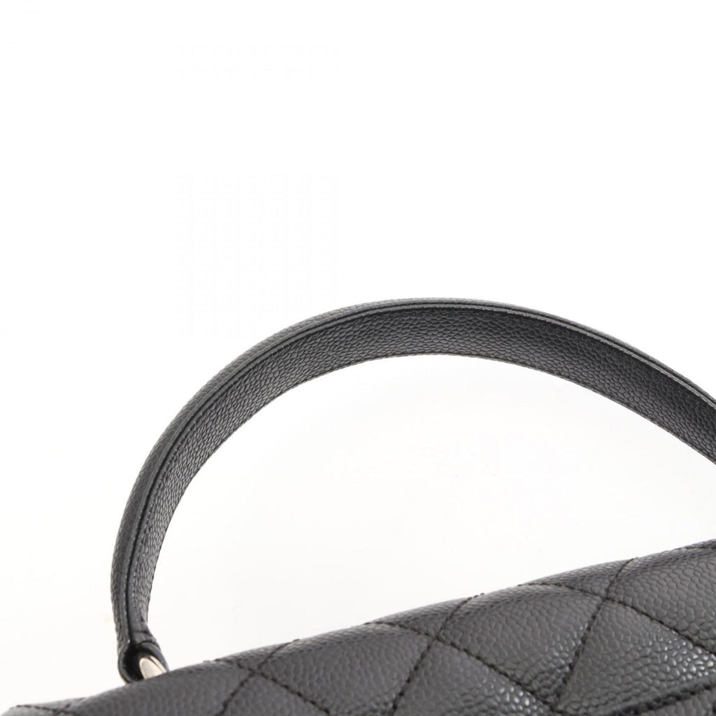 Chanel Handbag Quilted Black Caviar Leather Top Handle — view 8