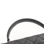 Chanel Handbag Quilted Black Caviar Leather Top Handle — view 8