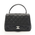 Chanel Handbag Quilted Black Caviar Leather Top Handle