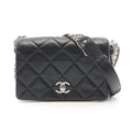 Chanel Shoulder Bag Quilted Black Lambskin Full Flap Chain