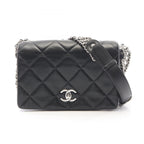 Chanel Shoulder Bag Quilted Black Lambskin Full Flap Chain
