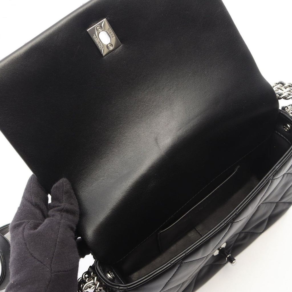 Chanel Shoulder Bag Quilted Black Lambskin Full Flap Chain — view 7
