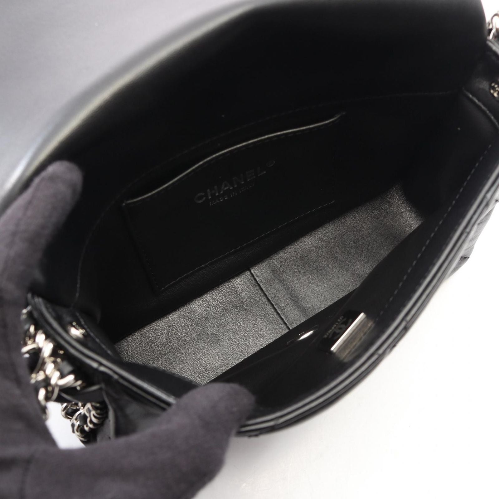 Chanel Shoulder Bag Quilted Black Lambskin Full Flap Chain — view 3