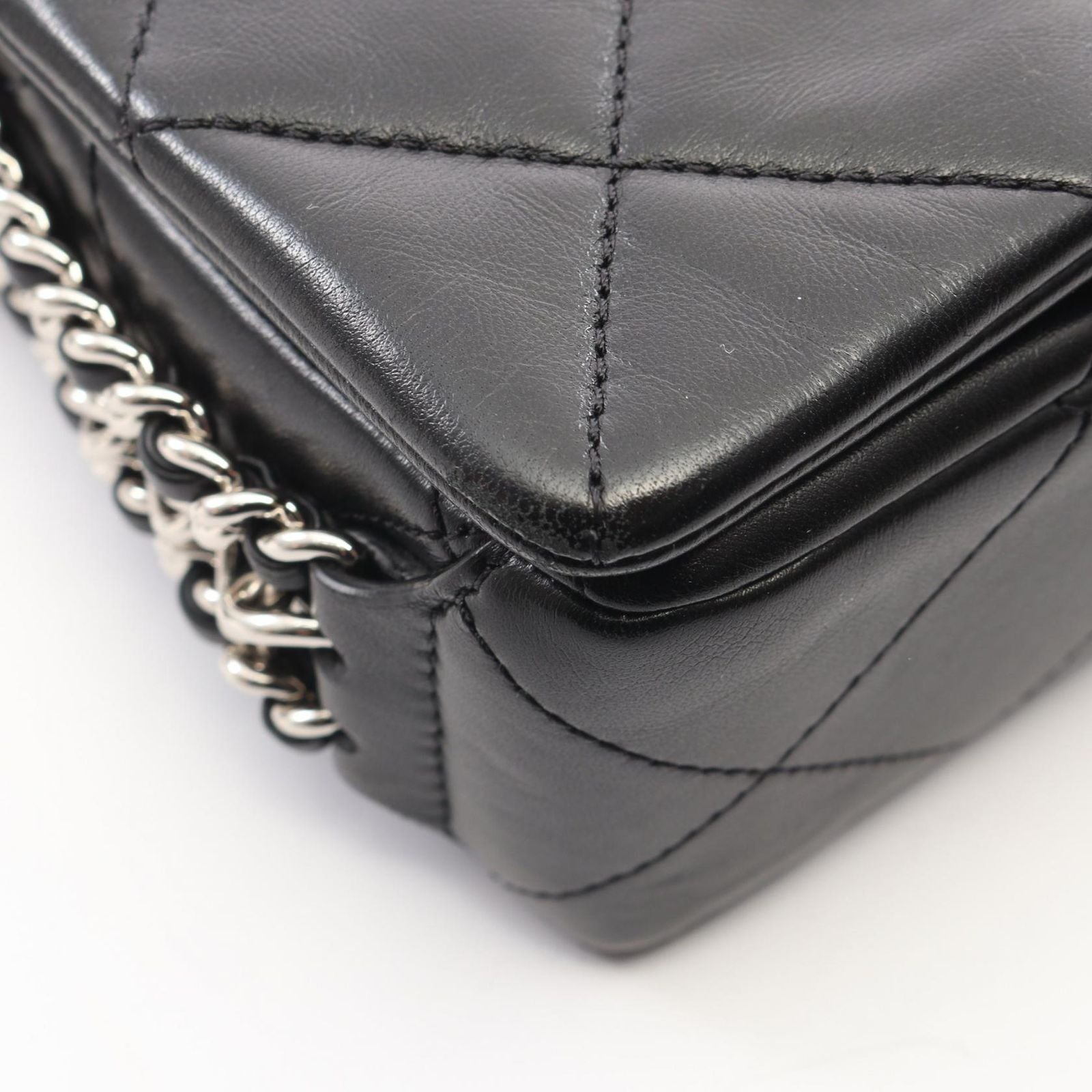 Chanel Shoulder Bag Quilted Black Lambskin Full Flap Chain — view 6