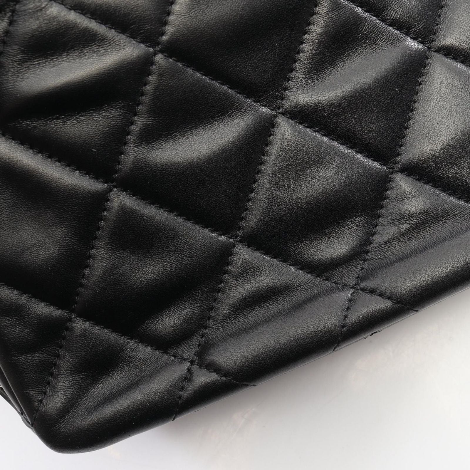 Chanel Shoulder Bag Quilted Black Lambskin Full Flap Chain — view 9