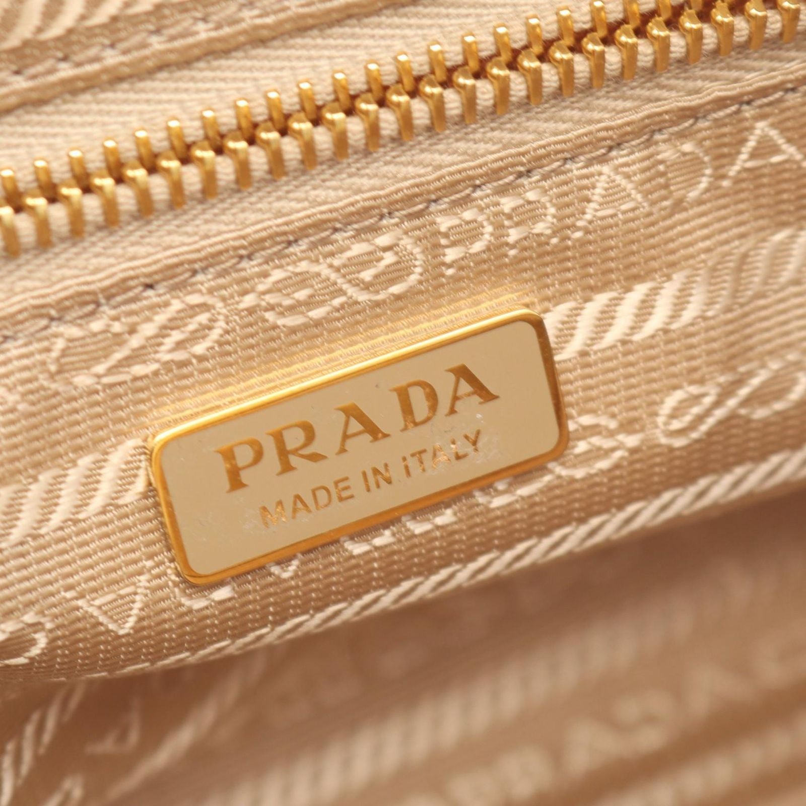 Prada Shoulder Bag Re-Nylon Top Handle Beige Nylon Leather Padlock — view 4