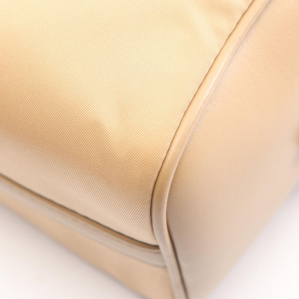Prada Shoulder Bag Re-Nylon Top Handle Beige Nylon Leather Padlock — view 5