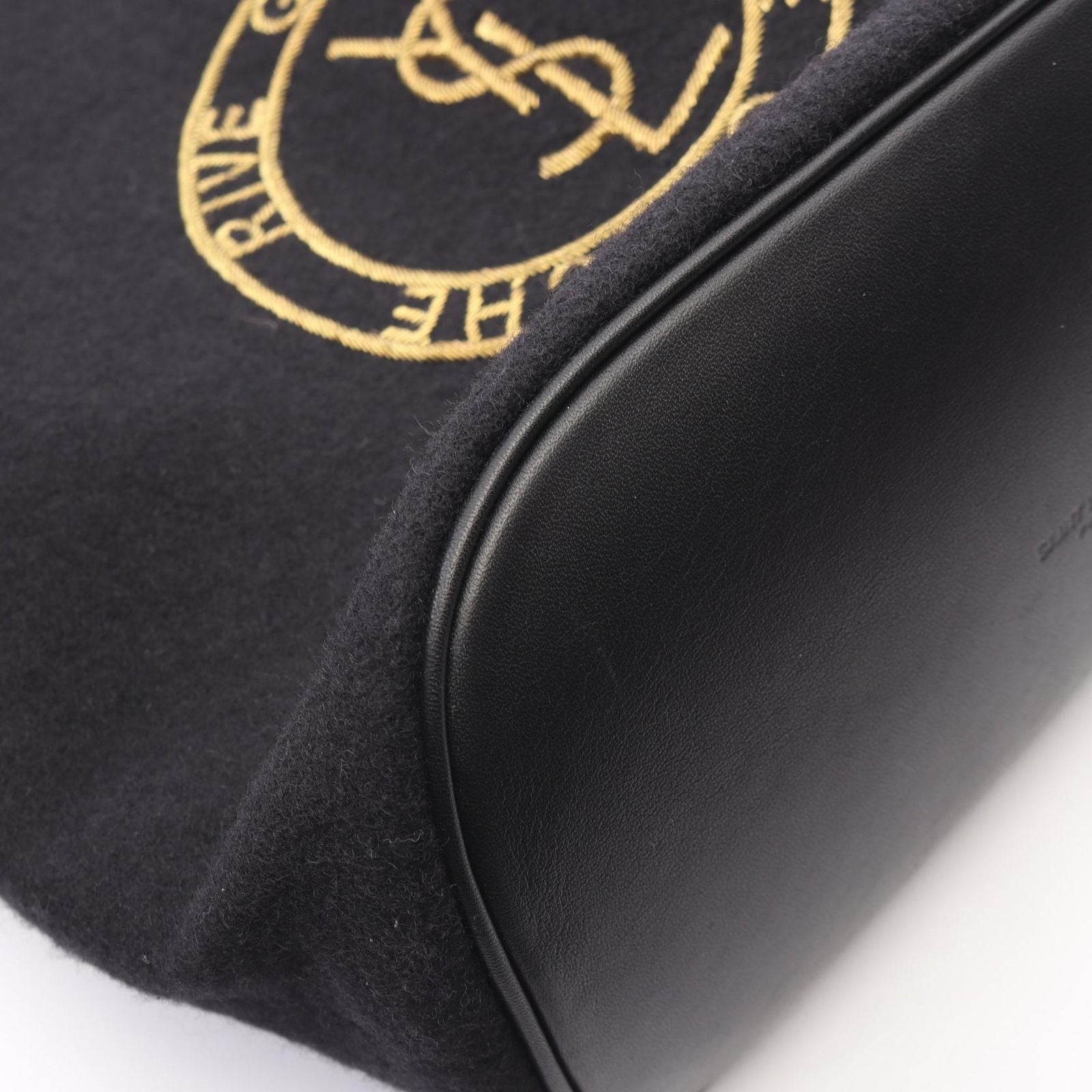 Saint Laurent Paris Shoulder Bag Rive Gauche Black Wool Leather — view 6