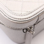 Chanel Shoulder Bag CC Filigree Quilted Vanity Silver Caviar Leather CC 2-Way — view 9