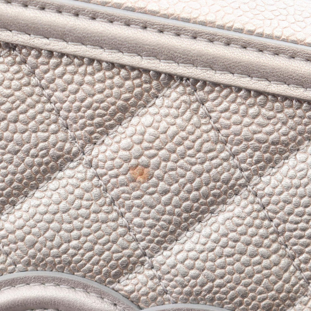 Chanel Shoulder Bag CC Filigree Quilted Vanity Silver Caviar Leather CC 2-Way — view 8