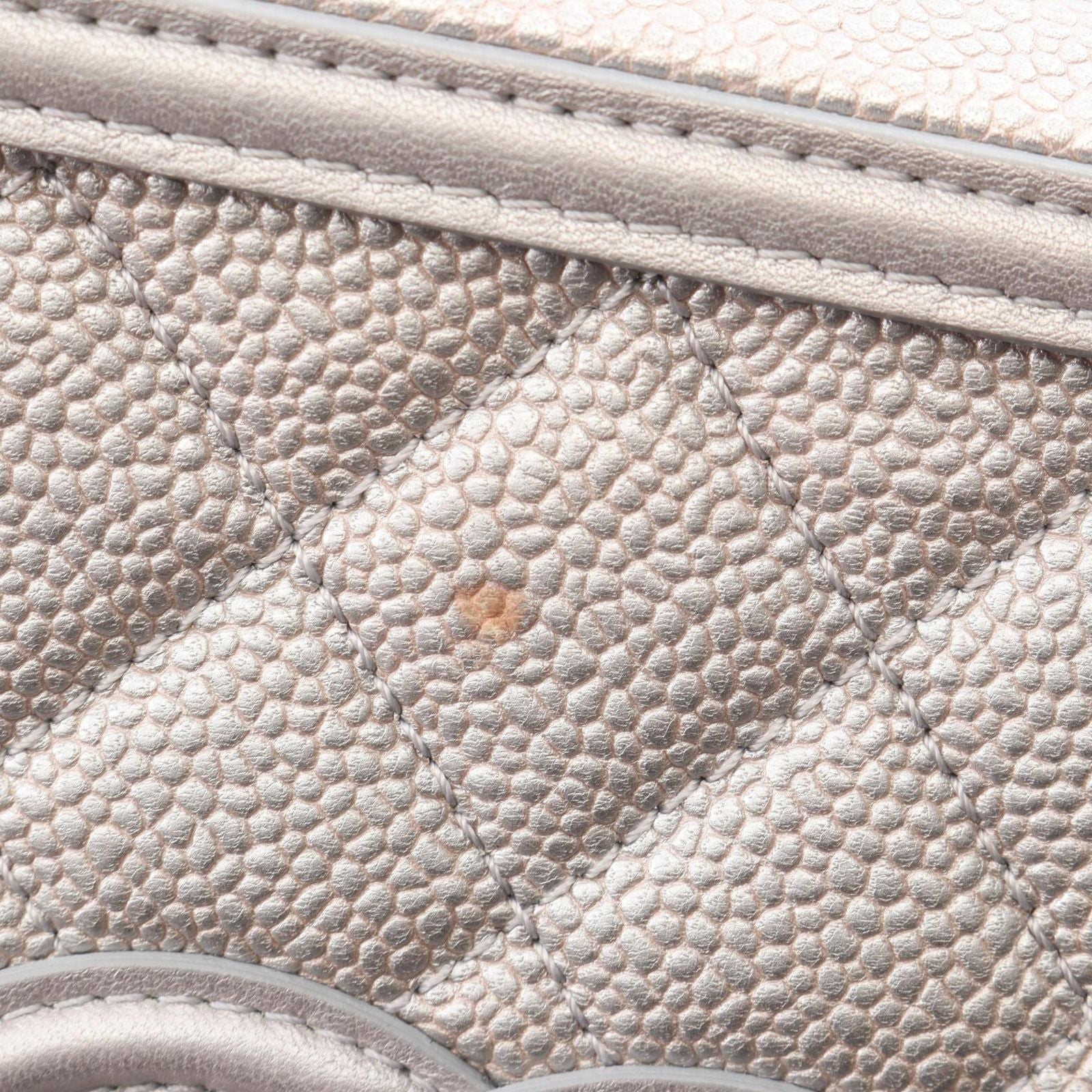 Chanel Shoulder Bag CC Filigree Quilted Vanity Silver Caviar Leather CC 2-Way — view 8