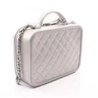 Chanel Shoulder Bag CC Filigree Quilted Vanity Silver Caviar Leather CC 2-Way — view 2