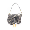 Dior Saddle Bag Oblique Jacquard 2-Way Navy Canvas Leather