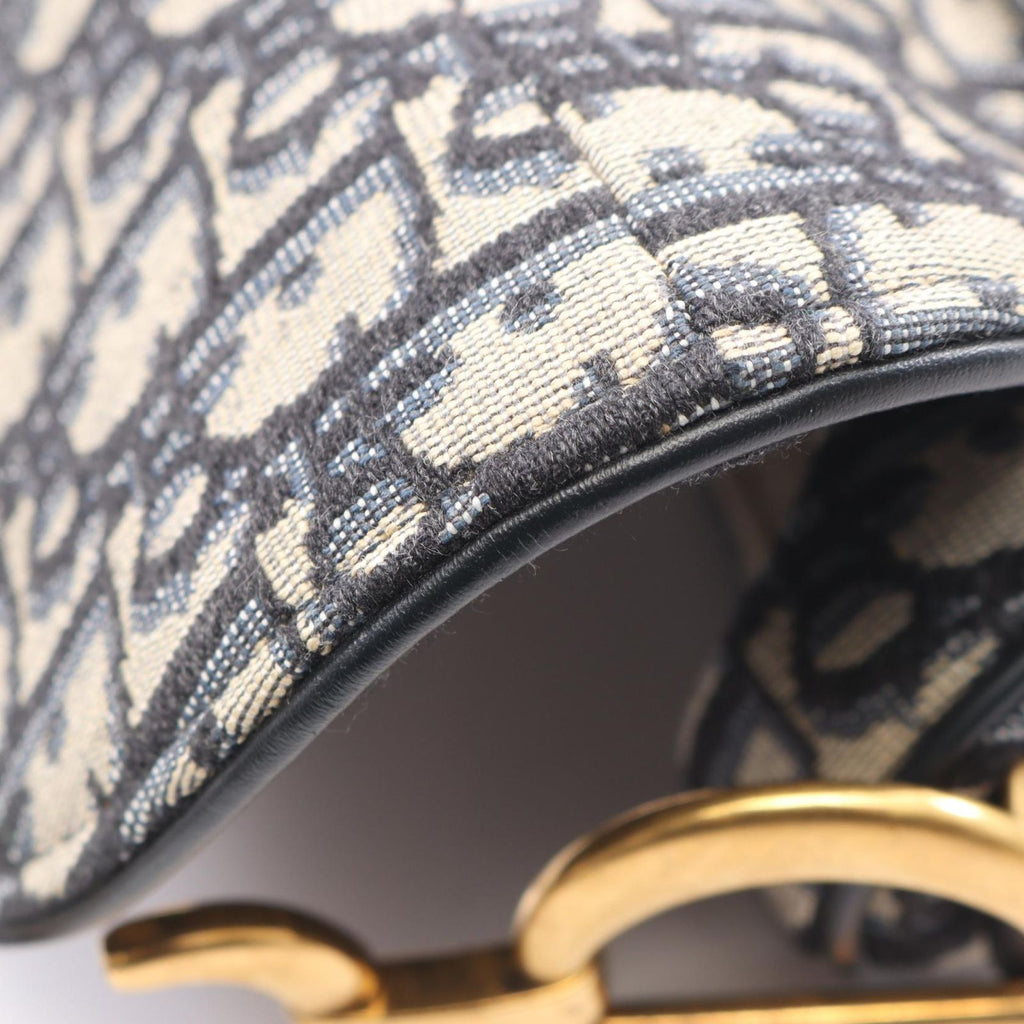 Dior Saddle Bag Oblique Jacquard 2-Way Navy Canvas Leather — view 5