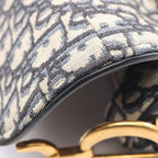 Dior Saddle Bag Oblique Jacquard 2-Way Navy Canvas Leather — view 5