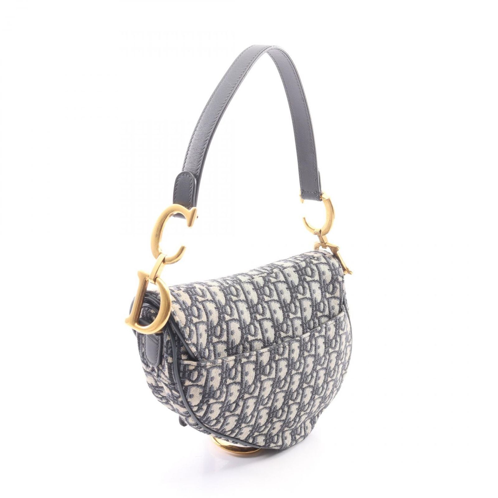 Dior Saddle Bag Oblique Jacquard 2-Way Navy Canvas Leather — view 2