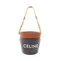 Celine Shoulder Bag Triomphe Black Brown Natural Canvas Leather