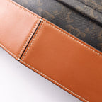 Celine Shoulder Bag Triomphe Black Brown Natural Canvas Leather — view 7