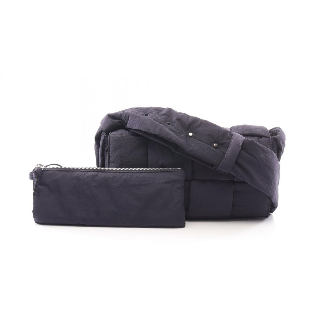 Bottega Veneta Shoulder Bag Padded Tech Cassette Navy Nylon Maxi Intrecciato