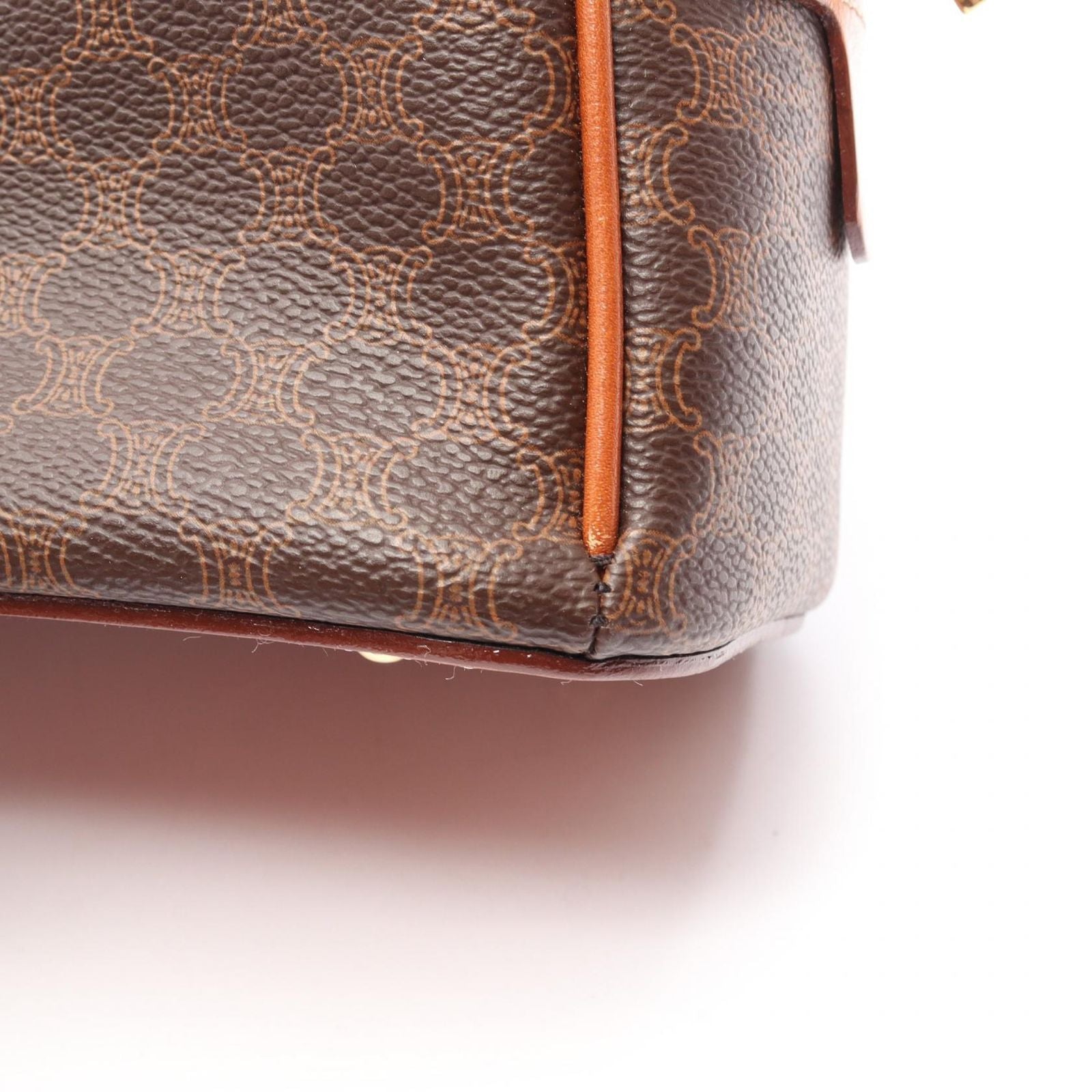 Celine Handbag Macadam Dark Brown Canvas Leather — view 7