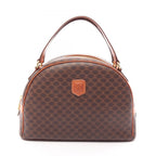 Celine Handbag Macadam Dark Brown Canvas Leather
