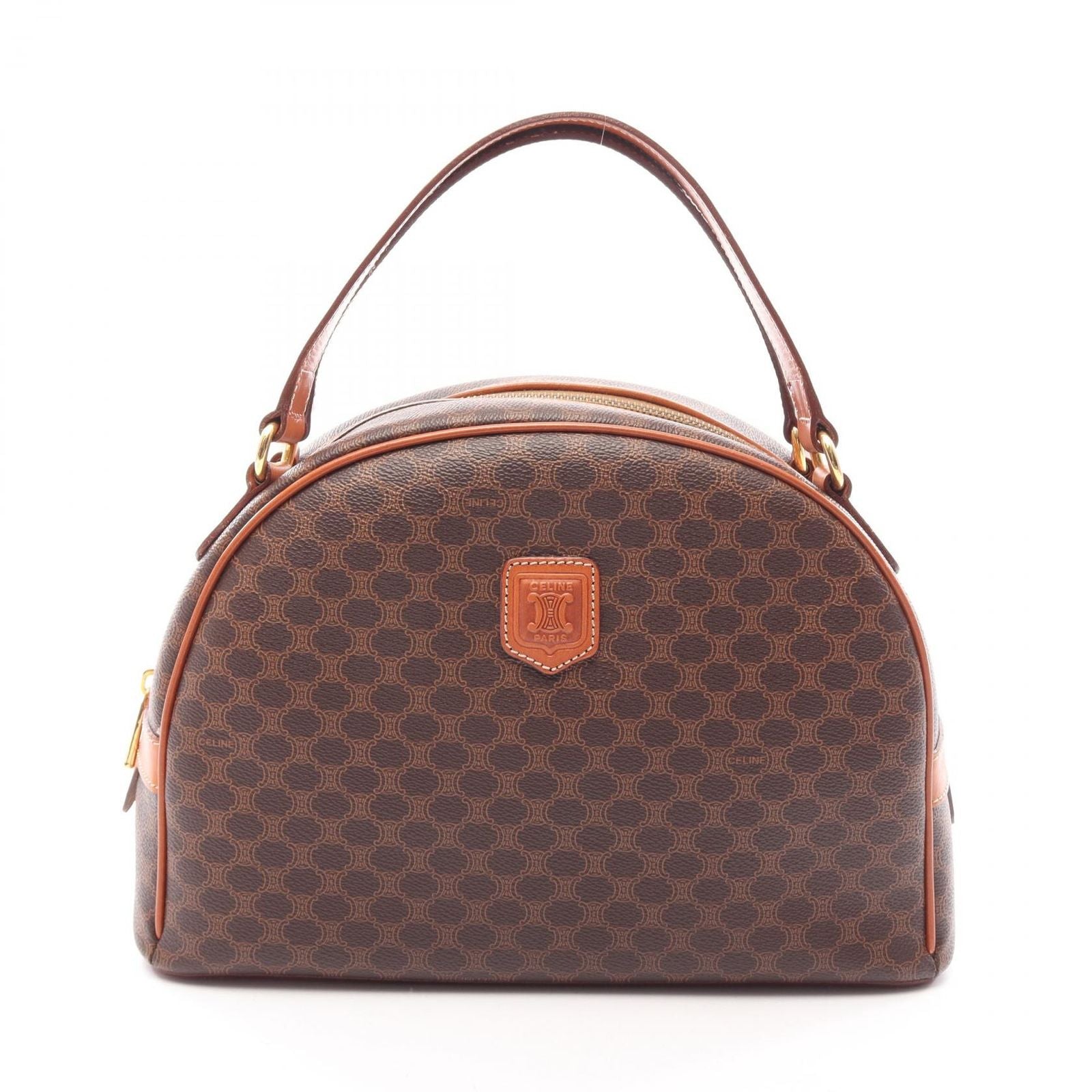 Celine Handbag Macadam Dark Brown Canvas Leather