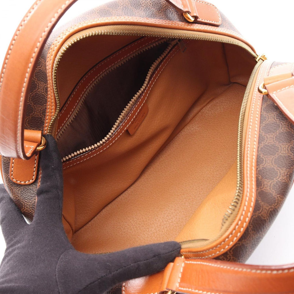 Celine Handbag Macadam Dark Brown Canvas Leather — view 3