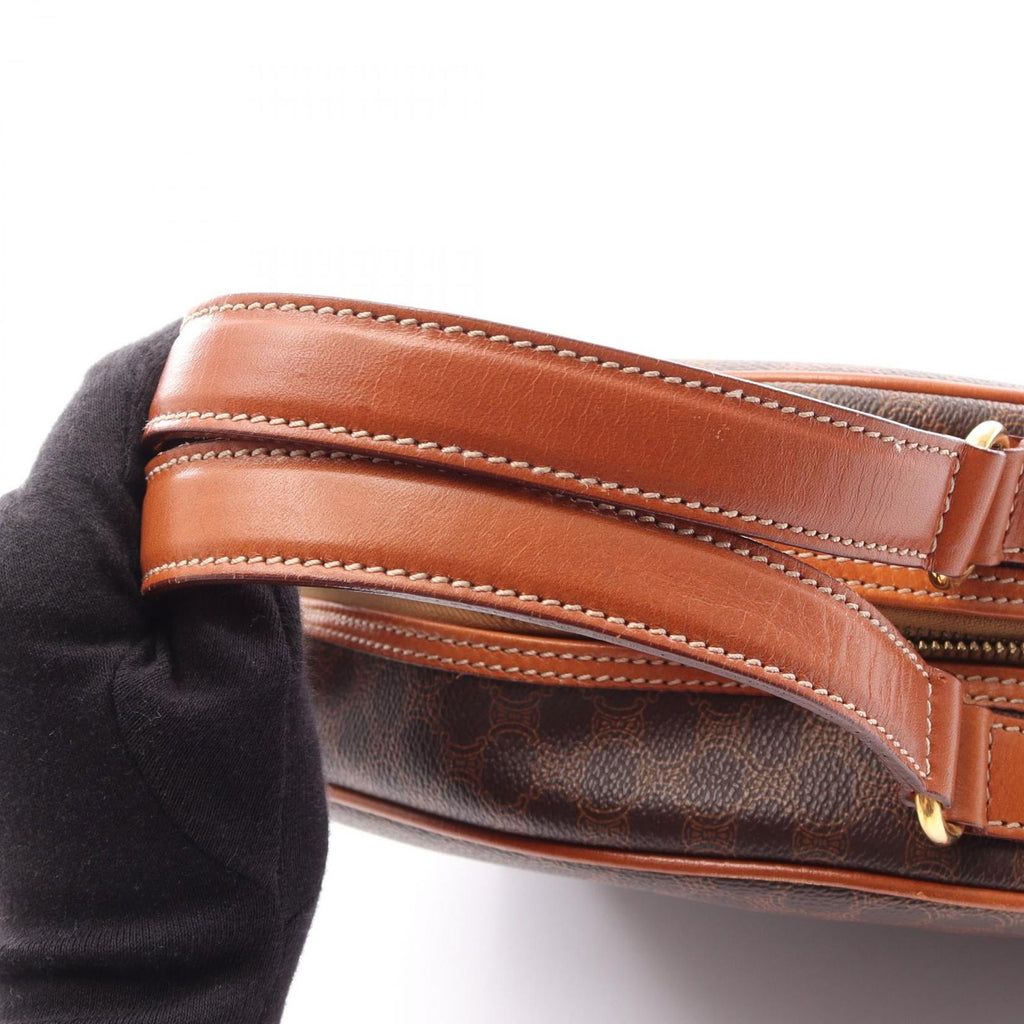 Celine Handbag Macadam Dark Brown Canvas Leather — view 9