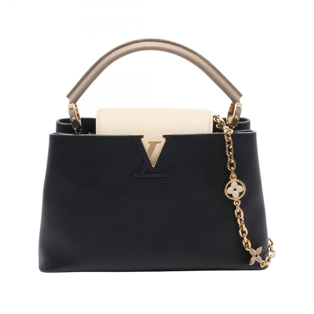 Louis Vuitton Handbag Capucines MM Noir Cream 2-Way Leather