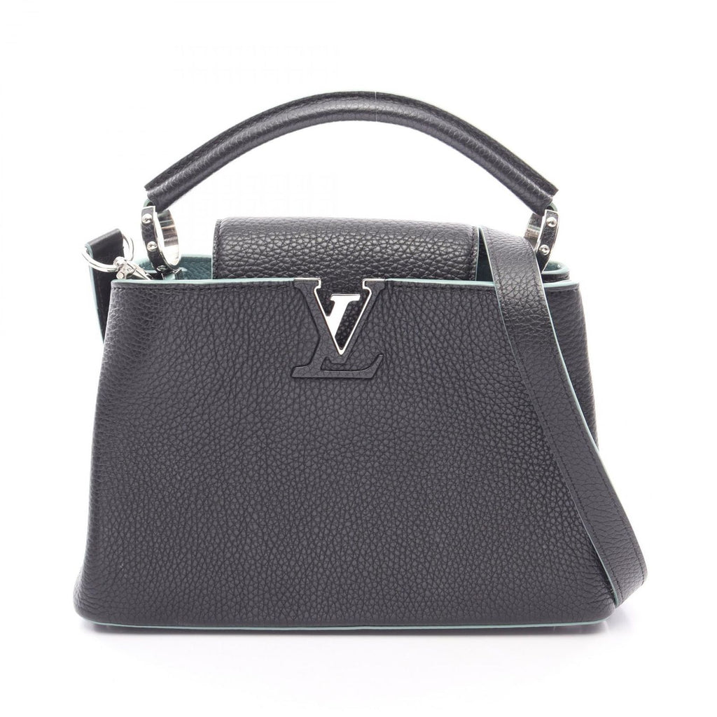 Louis Vuitton Handbag Capucines BB Noir 2-Way Lightblue Leather