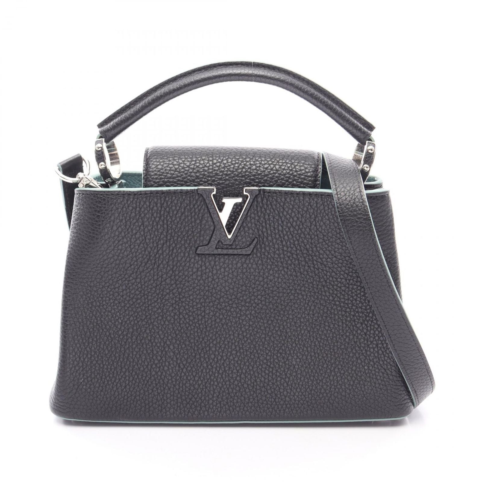 Louis Vuitton Handbag Capucines BB Noir 2-Way Lightblue Leather