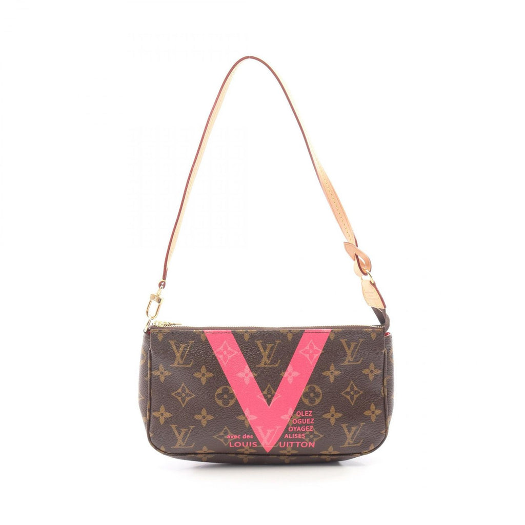 Louis Vuitton Handbag Pochette Pink Canvas Leather
