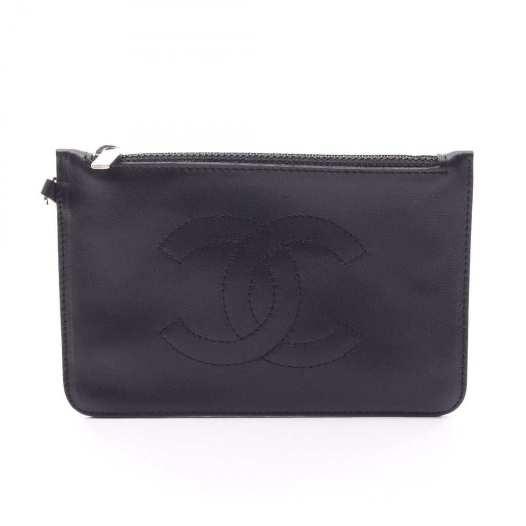 Chanel Pouch CC Logo Black Lambskin