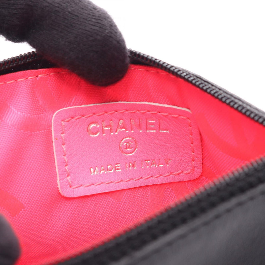 Chanel Pouch CC Logo Black Lambskin — view 4