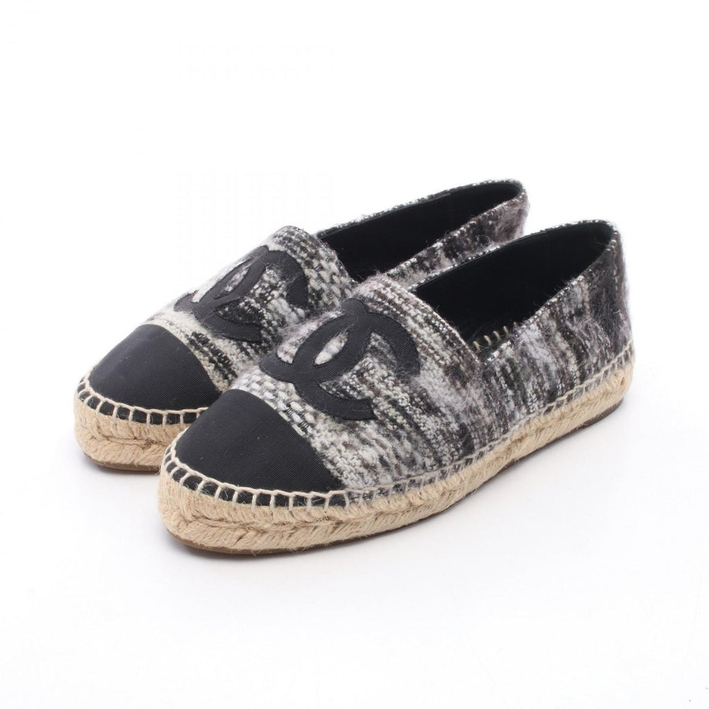 Chanel CC Logo Espadrille Slip Ons Fabric