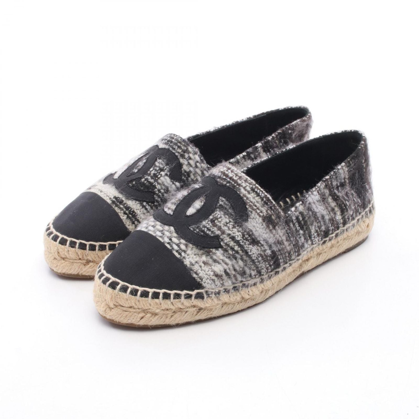 Chanel CC Logo Espadrille Slip Ons Fabric